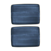 Bonna China Night Blue 9" x 6" Rectangular Blue Porcelain Plate (Set of 2)
