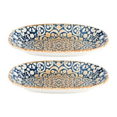 Bonna China Española 7.5" x 4.25" x h:1" Oval Decorated Porcelain Platter (Set of 2)