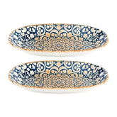 Alhambra 7.5" x 4.25" x h:1" Oval Decorated Vitrified Platter (Set of 2)