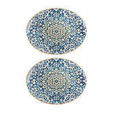 Alhambra 9.75" x 7.5" x h:1" Oval Decorated Vitrified Platter (Set of 2)