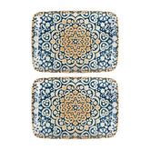 Alhambra 9" x 6" Rectangular Decorated Vitrified Plate (Set of 2)