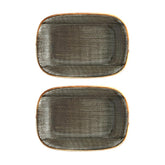 Space 5.5" x 4" x h:1.25" 7 oz. Rectangular Gray Vitrified Deep Plate (Set of 2)