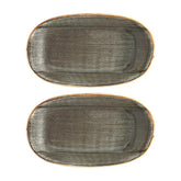 Space 6" x 3.5" x h:0.75" Oval Gray Vitrified Platter (Set of 2)