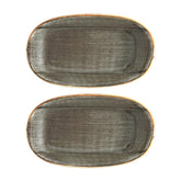 Space 9.5" x 5.5" x h:1.25" Oval Gray Vitrified Platter (Set of 2)