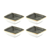 Space 3.5" x 3.5" x h:1.25" 1 oz. Square Gray Vitrified Ramekin (Set of 4)