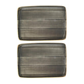 Bonna China Gris 9" x 6" Rectangular Grey Porcelain Plate (Set of 2)