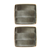 Bonna China Gris 8.5" x 8" Square Grey Porcelain Plate (Set of 2)