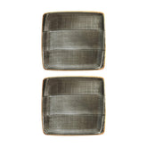 Space 8.5" x 8" Square Gray Vitrified Plate (Set of 2)