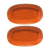 Terracota 6" x 3.5" x h:0.75" Oval Terracotta Vitrified Platter (Set of 2)