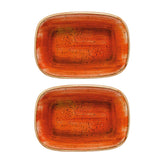 Bonna China Sienna 6.5" x 4.5" x h:1.5" 12 oz. Rectangular Terracotta Porcelain Deep Plate (Set of 2)