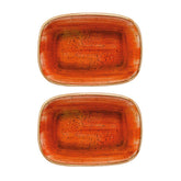 Terracota 6.5" x 4.5" x h:1.5" 12 oz. Rectangular Terracotta Vitrified Deep Plate (Set of 2)