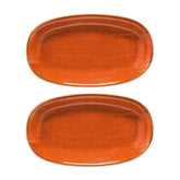 Terracota 9.5" x 5.5" x h:1.25" Oval Terracotta Vitrified Platter (Set of 2)