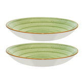 Bonna China Natura dia.10" h:2" 44 oz. Round Green Porcelain Bowl (Set of 2)