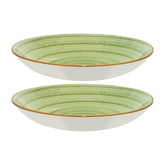 Therapy dia.10" h:2" 44 oz. Round Green Vitrified Bowl (Set of 2)