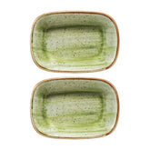 Therapy 5.5" x 4" x h:1.25" 7 oz. Rectangular Green Vitrified Deep Plate (Set of 2)