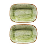 Therapy 6.5" x 4.5" x h:1.5" 12 oz. Rectangular Green Vitrified Deep Plate (Set of 2)