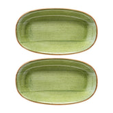 Therapy 7.5" x 4.25" x h:1" Oval Green Vitrified Platter (Set of 2)