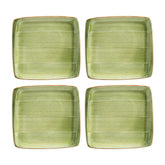 Therapy 6.25" x 5.75" Square Green Vitrified Plate (Set of 4)