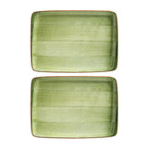 Bonna China Natura 9" x 6" Rectangular Green Porcelain Plate (Set of 2)