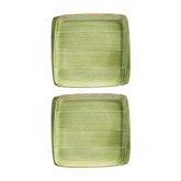 Therapy 8.5" x 8" Square Green Vitrified Plate (Set of 2)