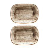 Terrain 5.5" x 4" x h:1.25" 7 oz. Rectangular Brown Vitrified Deep Plate (Set of 2)