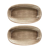 Bonna China Earth 9.5" x 5.5" x h:1.25" Oval Brown Porcelain Platter (Set of 2)