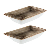 Terrain 6" x 3.75" x h:1.25" 6 oz. Rectangular Brown Vitrified Deep Plate (Set of 2)