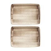 Terrain 9" x 6" Rectangular Brown Vitrified Plate (Set of 2)