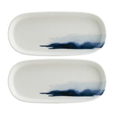 Blue Wave 8.5" x 4" x h:0.75" Oval Decorated Vitrified Platter (Set of 2)