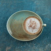 Coral Coffee Cup+Snack Saucer Set for 2