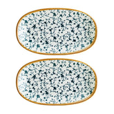 Calif 7.5" x 4.25" x h:1" Oval Decorated Vitrified Platter (Set of 2)