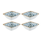 Calif 3.5" x 3.5" x h:1.25" 1 oz. Square Decorated Vitrified Ramekin (Set of 4)