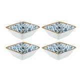 Bonna China Calif 3.5" x 3.5" x h:1.25" 1 oz. Square Decorated Porcelain Ramekin (Set of 4)