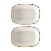 Retro 4.75" x 3.25" x h:1" 4 oz. Rectangular Decorated Vitrified Deep Plate (Set of 2)