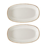 Retro 6" x 3.5" x h:0.75" Oval Decorated Vitrified Platter (Set of 2)