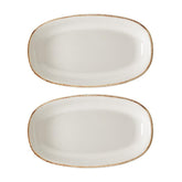 Retro 7.5" x 4.25" x h:1" Oval Decorated Vitrified Platter (Set of 2)