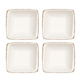 Bonna China Vintage 3.5" x 3.5" x h:1.25" 1 oz. Square Decorated Porcelain Ramekin (Set of 4)