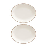 Retro 9.75" x 7.5" x h:1" Oval Decorated Vitrified Platter (Set of 2)