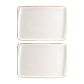 Retro 9" x 6" Rectangular Decorated Vitrified Plate (Set of 2)