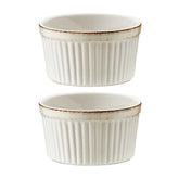 Retro dia.3.75" h:2" 7 oz. Round Decorated Vitrified Oven Dish (Set of 2)