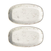 Grain 6" x 3.5" x h:0.75" Oval Decorated Vitrified Platter (Set of 2)