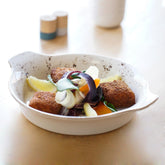 Grain dia.9.75" h:1.75" 25 oz. Round Decorated Vitrified Oven Dish