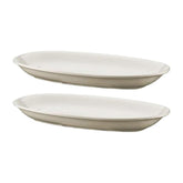 Gourmet 11.25" x 6.75" x h:1.25" Oval Warm White Vitrified Platter (Set of 2)