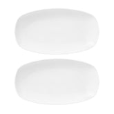 Delta-Coupe 7.75" x 4" x h:0.75" Oval White Porcelain Platter (Set of 2)