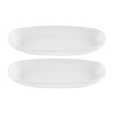 Delta-Coupe 9.25" x 6.25" x h:1" Oval White Porcelain Platter (Set of 2)