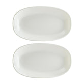 Bonna China Loop 9.5" x 5.5" x h:1.25" Oval Warm White Porcelain Platter (Set of 2)