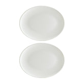 Loop 9.75" x 7.5" x h:1" Oval Warm White Vitrified Platter (Set of 2)
