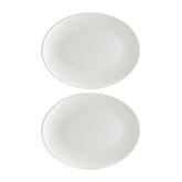 Loop 12.25" x 9.5" x h:1" Oval Warm White Vitrified Platter (Set of 2)