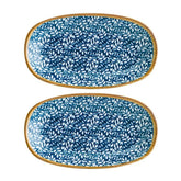 Calif 6" x 3.5" x h:0.75" Oval Decorated Vitrified Platter (Set of 2)