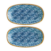 Calif 9.5" x 5.5" x h:1.25" Oval Decorated Vitrified Platter (Set of 2)